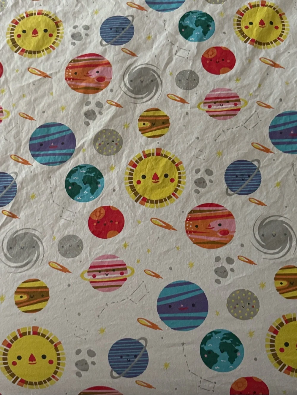 Crate & Barrel /Crate & Kids Organic Outer Space planets Sun crib toddler sheet
